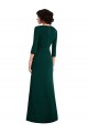 Floor Length 3/4 Sleeves V-Back Draped Wrap Spandex Maxi Dress UK