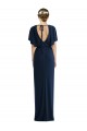 Open Back Short Sleeves Draped Tulip Skirt Spandex Maxi Dress UK