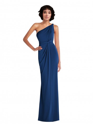 Grecian Inspired One Shoulder Twist Draped Spandex Maxi Dress UK