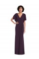 Faux Wrap Split Sleeves Spandex Evening Dress / Bridesmaid Maxi Dress with Cascade Skirt UK