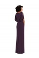 Faux Wrap Split Sleeves Spandex Evening Dress / Bridesmaid Maxi Dress with Cascade Skirt UK