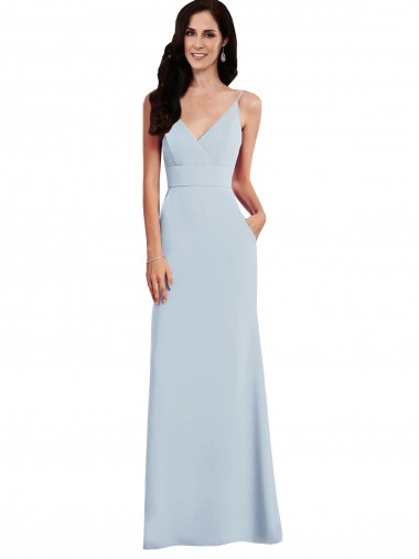 V Back Spaghetti Strap Evening Dress / Maxi Dress with Pockets UK