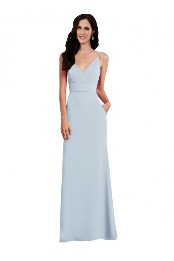 V Back Spaghetti Strap Evening Dress / Maxi Dress with Pockets UK