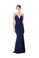 Deep V-Neck Spaghetti Straps Mermaid Crepe Maxi Dress UK