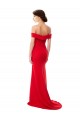 Off the Shoulder Chapel Train Crepe Maxi Dress with Thigh-High slit UK