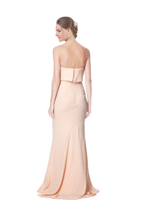 High Neck Strapless Long Crepe Formal Evening Dress / Bridesmaid Maxi Dress with Overlay UK