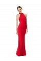 Halter Neck Keyhole Back Sleeveless Crepe Formal Evening Dress / Maxi Dress UK