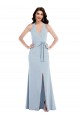 Open Back Halter Crepe Maxi Dress with Draped Bow UK