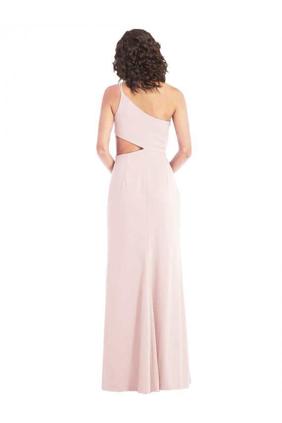 Midriff Cutout Flirty One Shoulder Crepe Maxi Dress UK