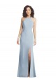High Neck Halter Crepe Maxi Dress with Twist Criss Cross Back UK