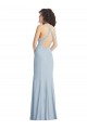 High Neck Halter Crepe Maxi Dress with Twist Criss Cross Back UK