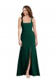 Square Neck Trumpet Evening Dress / Maxi Dress with Front Slit UK