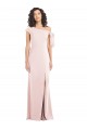 Off the Shoulder Tie Detail Trumpet Crepe Maxi Dress with Front Slit UK