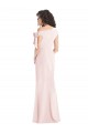 Off the Shoulder Tie Detail Trumpet Crepe Maxi Dress with Front Slit UK