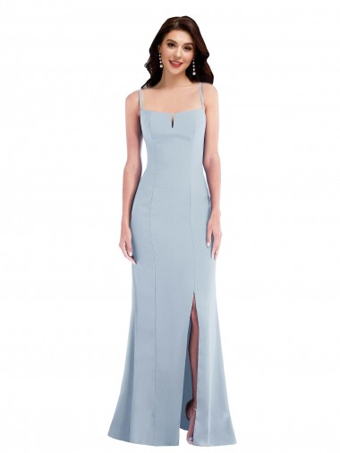 Flattering Trumpet Crepe Maxi Dress with Front Slit UK