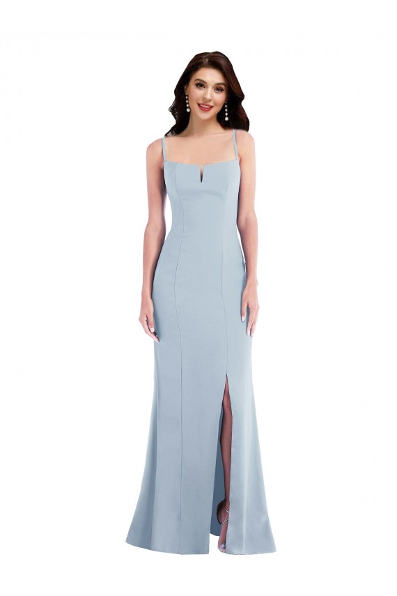 Flattering Trumpet Crepe Maxi Dress with Front Slit UK
