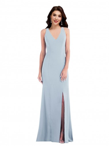 Criss Cross Cutout Back Evening Dress / Maxi Dress with Front Slit UK