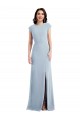 Cap Sleeve Open Back Trumpet Crepe Maxi Dress with Front Slit UK