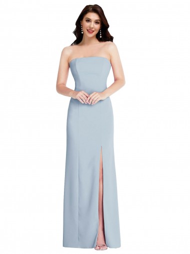 Strapless Scoop Back Crepe Maxi Dress with Front Slit UK