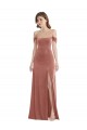 Off the Shoulder Flounce Sleeve Velvet Evening Dress with Pockets UK