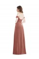 Off the Shoulder Flounce Sleeve Velvet Evening Dress with Pockets UK