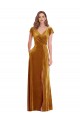 Cap Sleeve Faux Wrap Velvet Formal Evening Dress / Maxi Dress with Pockets UK