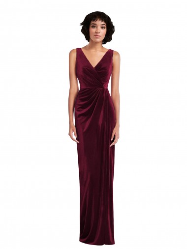 Draped Skirt Faux Wrap Velvet Evening Dress / Maxi Dress UK