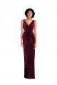 Draped Skirt Faux Wrap Velvet Evening Dress / Maxi Dress UK