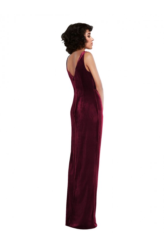 Draped Skirt Faux Wrap Velvet Evening Dress / Maxi Dress UK