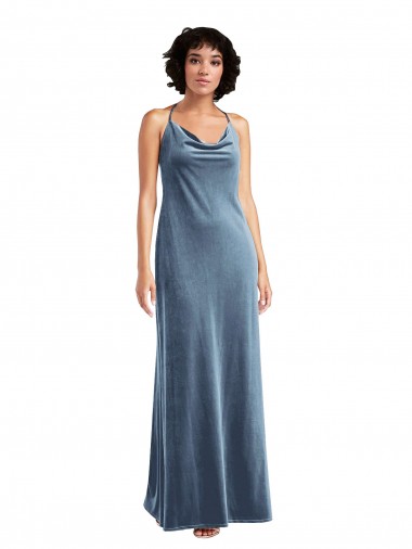 Cowl Neck Velvet Slip Maxi Dress UK