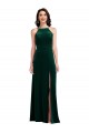 Velvet Halter Evening Dress / Maxi Dress with Pockets and Front Slit UK