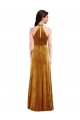 High-Neck Halter Velvet Evening Dress / Maxi Dress with Front Slit UK