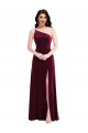 One Shoulder Spaghetti Strap Velvet Evening Dress / Bridesmaid Maxi Dress with Pockets UK