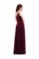 One Shoulder Spaghetti Strap Velvet Evening Dress / Bridesmaid Maxi Dress with Pockets UK