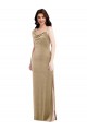 One Shoulder Velvet Semi Formal Maxi Dress with Side Slit UK