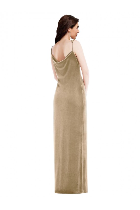 One Shoulder Velvet Semi Formal Maxi Dress with Side Slit UK
